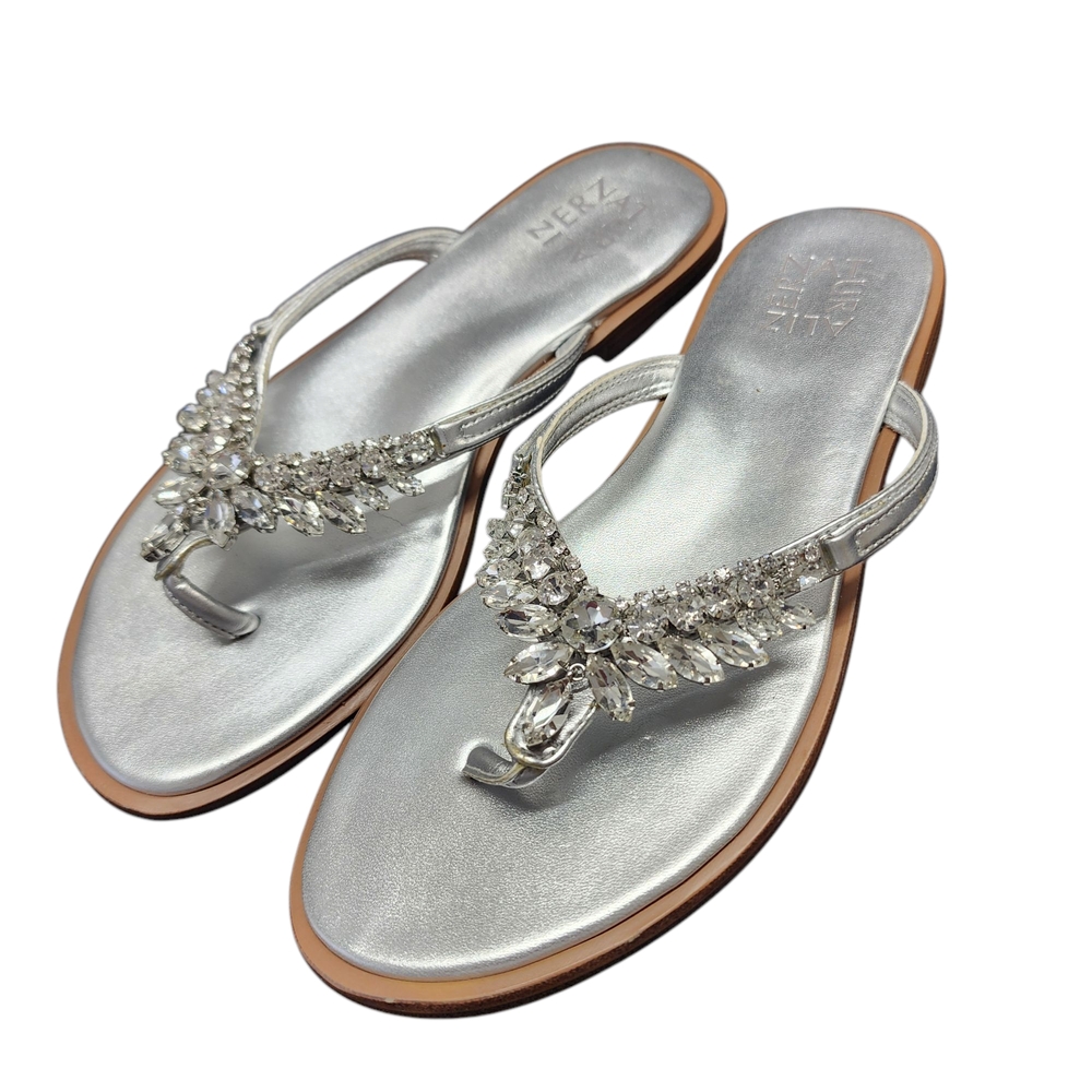 Naturalizer Silver Fallon Embellished Rhinestone‎ SandalsSize 7